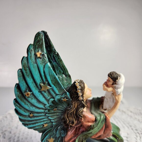 Adeline Collection Figurine Angel Holding a Baby Sitting on a Cloud on a Base - Picture 4 of 10